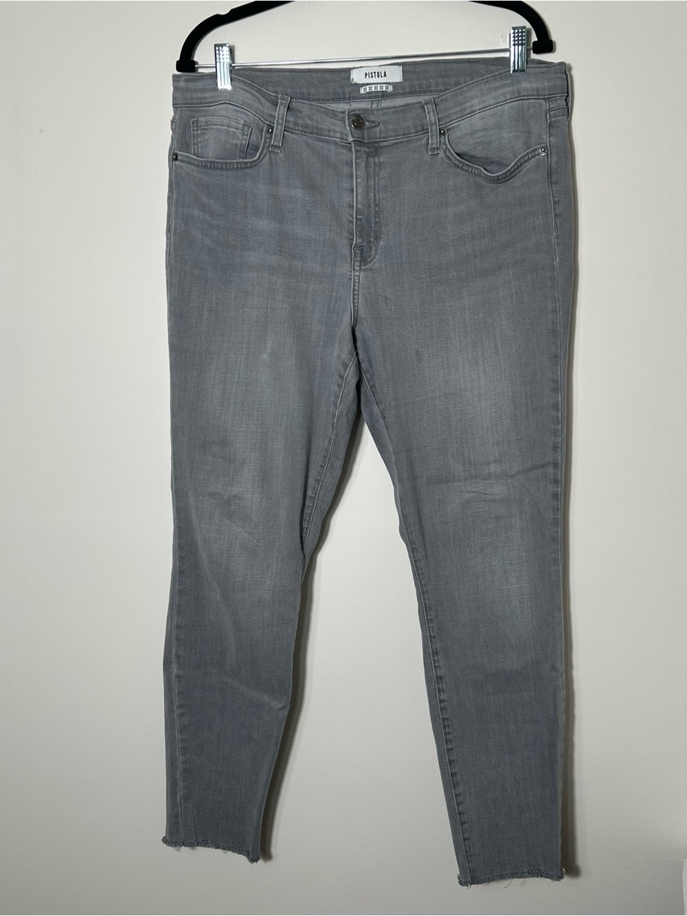 Pistola Jeans Womens Tag 32 Gray Skinny Tapered Ankle Raw Hem Crop 34X26